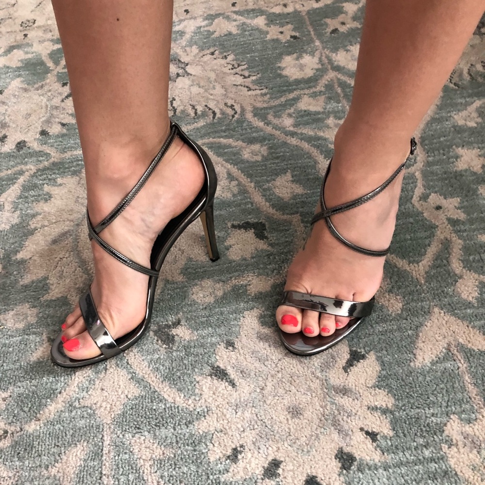 Steve Madden Pewter Strappy Heels